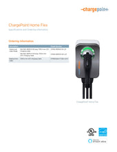 Load image into Gallery viewer, Page 1 of datasheet for ChargePoint Home Flex Charger, 16A-50A NEMA 6-50 plug