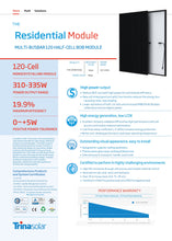 Load image into Gallery viewer, Page 1 of datasheet for Trina Black-on-Black (BoB) Multi-Busbar Solar Panel (Module), 330Wp