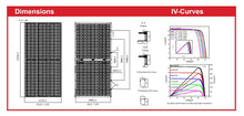 Load image into Gallery viewer, Dimensions and IV-Curves for VSUN 545-144BMH-DG, Bifacial Solar Panel (Module), 540Wp

